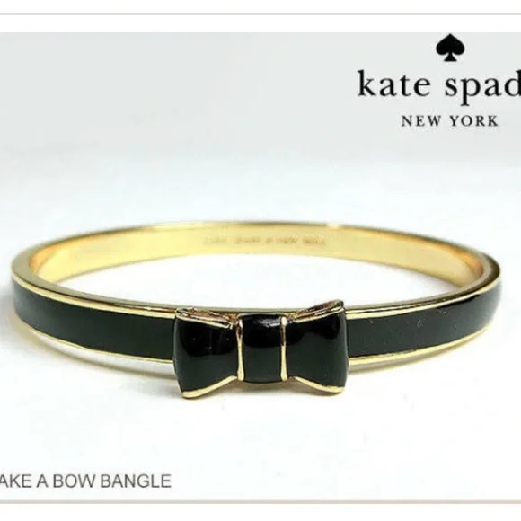 Kate Spade Black & Gold Take a Bow Bracelet - Picture 1 of 3